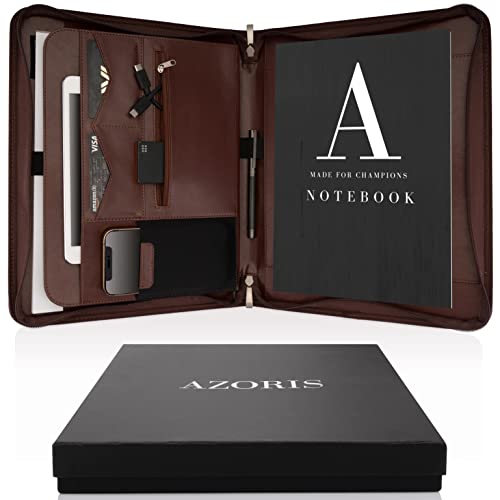 AZORIS PREMIUM® Schreibmappe A4 Premium Aktenmappe mit doppel Reißverschluss und 13 Zoll Fach für Tablet, IPad professionelle Konferenzmappe aus Kunstleder für Damen und Herren von Azoris Premium