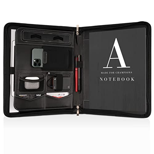 AZORIS PREMIUM® Schreibmappe A4 Premium Konferenzmappe mit viel Stauraum und 13 Zoll Fach für Tablet, IPad professionelle Schreibmappe aus Kunstleder für Damen und Herren von Azoris Premium