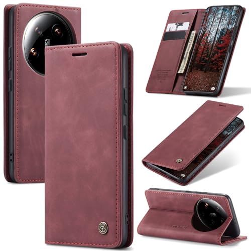 Azororo Handyhülle für Xiaomi 14 Ultra 5G Hülle Premium Lederhülle Flip Case Magnet Tascher Kartenfach Standfunktion Klapphülle Schutzhülle für Xiaomi 14 Ultra, Weinrot Azororo Handyhülle für Xiaomi 14 Ultra 5G Hülle Premium Lederhülle Flip Case Magnet Tascher Kartenfach Standfunktion Klapphülle Schutzhülle für Xiaomi 14 Ultra, Weinrot von Azororo