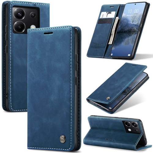 Azororo Handyhülle für Xiaomi Poco X6 5G Hülle Premium Lederhülle Flip Case Magnet Tascher Kartenfach Standfunktion Klapphülle Schutzhülle für Xiaomi Poco X6, Blau von Azororo
