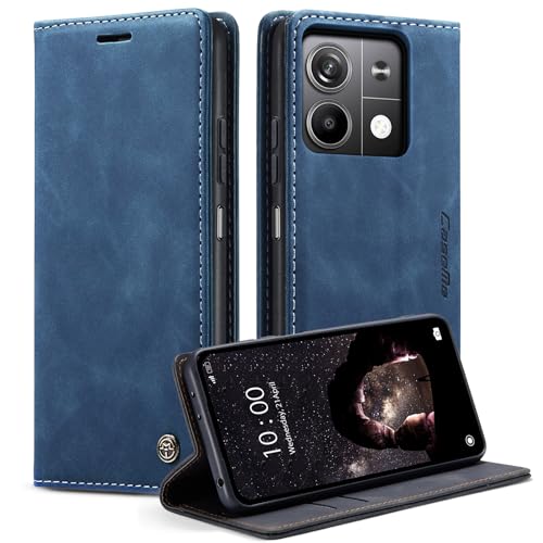 Azororo Handyhülle für Xiaomi Redmi Note 13 5G Hülle Premium Lederhülle Flip Case Magnet Tascher Kartenfach Standfunktion Klapphülle Schutzhülle für Redmi Note 13 5G, Blau von Azororo