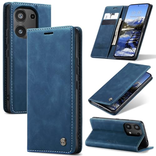 Azororo Handyhülle für Xiaomi Redmi Note 13 Pro 4G Hülle Premium Lederhülle Flip Case Magnet Tascher Kartenfach Standfunktion Klapphülle Schutzhülle für Redmi Note 13 Pro 4G, Blau von Azororo