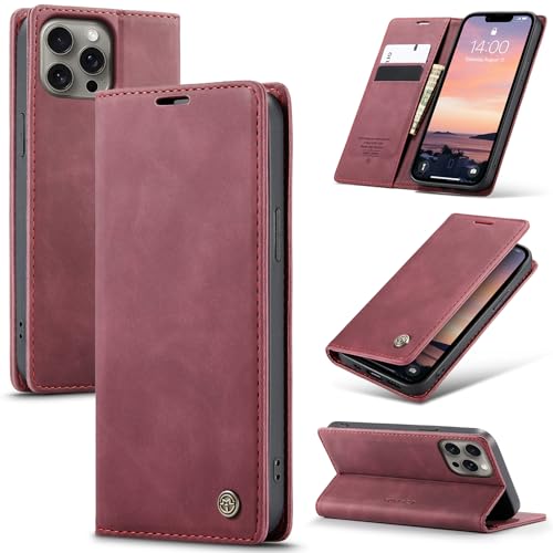 Azororo Handyhülle für iPhone 13 ProMax 5G Hülle Premium Lederhülle Flip Case Magnet Tascher Kartenfach Standfunktion Klapphülle Schutzhülle für iPhone 13 ProMax, Weinrot Azororo Handyhülle für iPhone 13 ProMax 5G Hülle Premium Lederhülle Flip Case Magnet Tascher Kartenfach Standfunktion Klapphülle Schutzhülle für iPhone 13 ProMax, Weinrot von Azororo