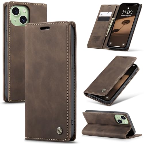 Azororo Handyhülle für iPhone 15 5G Hülle Premium Lederhülle Flip Case Magnet Tascher Kartenfach Standfunktion Klapphülle Schutzhülle für iPhone 15, Kaffee Azororo Handyhülle für iPhone 15 5G Hülle Premium Lederhülle Flip Case Magnet Tascher Kartenfach Standfunktion Klapphülle Schutzhülle für iPhone 15, Kaffee von Azororo