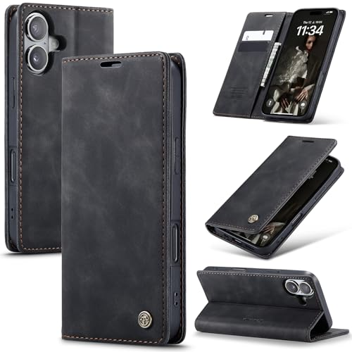 Azororo Handyhülle für iPhone 16 Plus 5G Hülle Premium Lederhülle Flip Case Magnet Tascher Kartenfach Standfunktion Klapphülle Schutzhülle für iPhone 16 Plus, Schwarz Azororo Handyhülle für iPhone 16 Plus 5G Hülle Premium Lederhülle Flip Case Magnet Tascher Kartenfach Standfunktion Klapphülle Schutzhülle für iPhone 16 Plus, Schwarz von Azororo