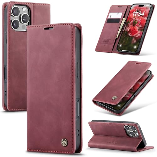 Azororo Handyhülle für iPhone 16 ProMax 5G Hülle Premium Lederhülle Flip Case Magnet Tascher Kartenfach Standfunktion Klapphülle Schutzhülle für iPhone 16 ProMax, Weinrot Azororo Handyhülle für iPhone 16 ProMax 5G Hülle Premium Lederhülle Flip Case Magnet Tascher Kartenfach Standfunktion Klapphülle Schutzhülle für iPhone 16 ProMax, Weinrot von Azororo
