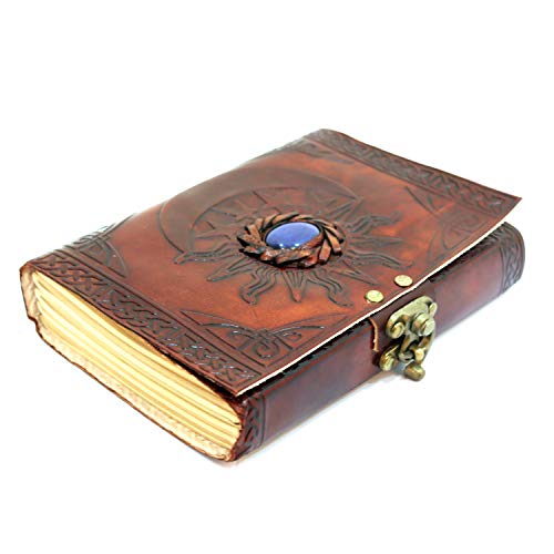 Azurblaues Leder-Tagebuch mit ungefütterten Seiten Sonne und Mond Blaues Leder-Schreibtagebuch aus Leder für Damen und Herren Azurblaues Leder-Tagebuch mit ungefütterten Seiten Sonne und Mond Blaues Leder-Schreibtagebuch aus Leder für Damen und Herren von AzureGreen