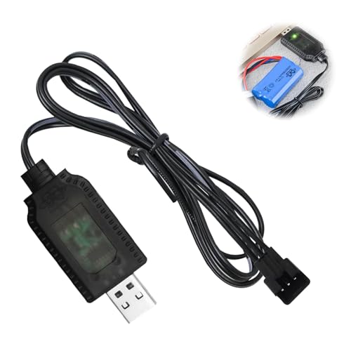 AzureRay LiPo Ladegerät RC Ladegerät LiPo Charger, 7,4V Ladegerät mit USB Kabel & SM-3 PIN Stecker, Überladeschutz + LED-Anzeige, Sicheres Ladegerät für RC Autos, Drohnen, Quadcopter von AzureRay