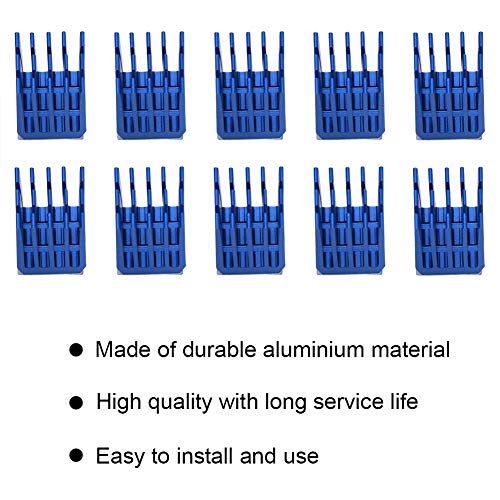 Azusumi 10 Stück Blauer Aluminium-Schrittmotortreiber-Kühlkörper, Kühlrippen, Kühler für 3D-Drucker von Azusumi