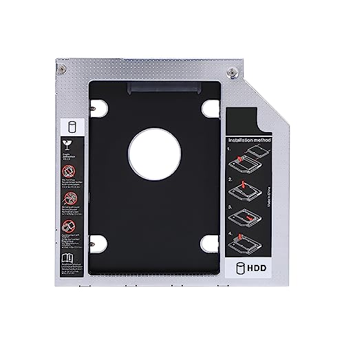 Azusumi 9,5 Mm Aluminium SATA HDD SSD Gehäuse Festplattenschacht Caddy Optischer DVD-Adapter für Laptop von Azusumi