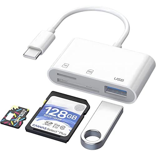 Kartenleser USB C auf SD, Adapter von Speicherkarten USB C auf Micro SD TF kompatibel mit iPad, MacBook Pro/Air, Adapter für USB-Kamera, 3 in 1 für XPS,Galaxy von Azuxreza