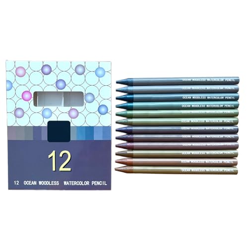 Holzlose Aquarellstifte zum Ausmalen, Malen, Kunst, Illustrationen, Journaling, wasserlöslicher Buntstift, 12 Stück Holzlose Aquarellstifte zum Ausmalen, Malen, Kunst, Illustrationen, Journaling, wasserlöslicher Buntstift, 12 Stück von Azxcvbnm