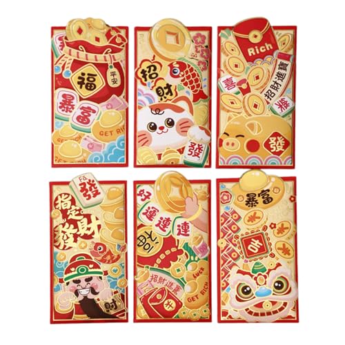 Set mit 6 luxuriösen chinesischen Umschlägen mit zarten Schlangen-Designs für besondere Anlässe von Azxcvbnm