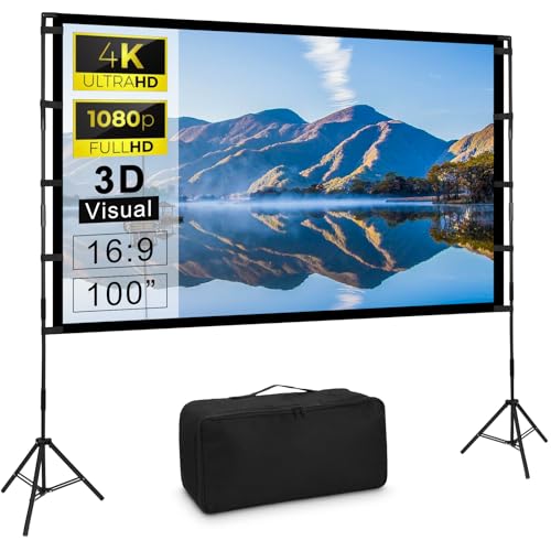 Beamer Leinwand Mit Stativ, 100 Zoll Projektor Tragbare Outdoor Kino, Faltenfrei 16:9 HD Rear Front Garten Projektion Mit Tragetasche Für Camping Home Party Theater Nächte Beamer Leinwand Mit Stativ, 100 Zoll Projektor Tragbare Outdoor Kino, Faltenfrei 16:9 HD Rear Front Garten Projektion Mit Tragetasche Für Camping Home Party Theater Nächte von Azyvum