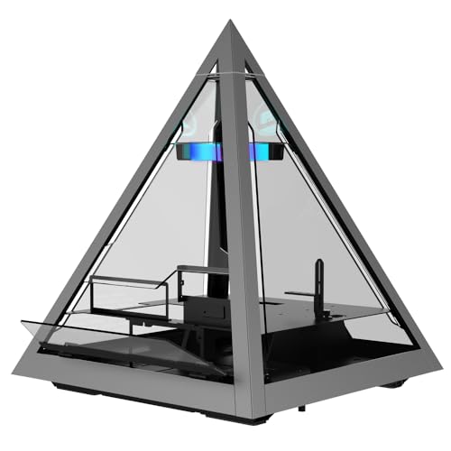 Azza Pyramid - ATX Pyramid Showcase Gehäuse, GPU bis 300mm, Aluminium/Schwarz, ATX Pyramid Tower, CSAZ-804 von Azza