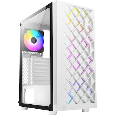 AZZA Spectra White ATX Gaming Tower, RGB Beleuchtung, Glasfenster von Azzatek