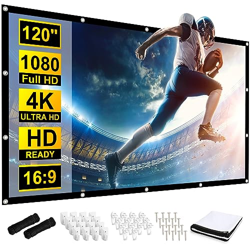 Azzuro 304,8 cm (120 Zoll) Projektor-Leinwand, doppelseitig, waschbar, für den Außenbereich, 16:9, faltbar, knitterfrei, tragbare Projektionsfilme, Bildschirm für Camping, Party, Heimkino, Büro von Azzuro