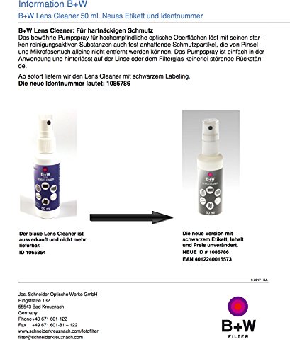 B+W (Schneider Kreuznach) Lens Cleaner 2 Reinigung Spray für Filter und Kameras von B+W