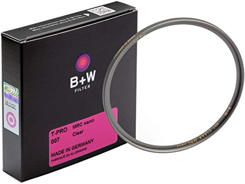 B+W 007 Schutz-Filter, Clear Filter (77mm, T-Pro, Titan-Finish, MRC Nano, 16x vergütet, super slim, Premium) von B+W