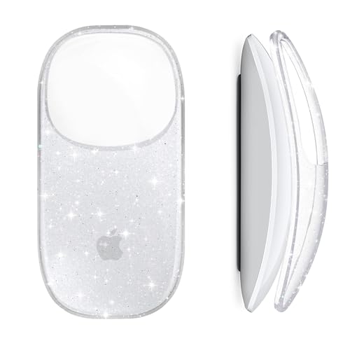 B BELK Cover Kompatibel mit Apple Magic Mouse 1&2, Ultra Dünn Transparent Kunststoff Hard Case für Magic Mouse, 3-lagige sturzfeste und staubdichte Schutzhülle mit Glitzermuster-Design von B BELK