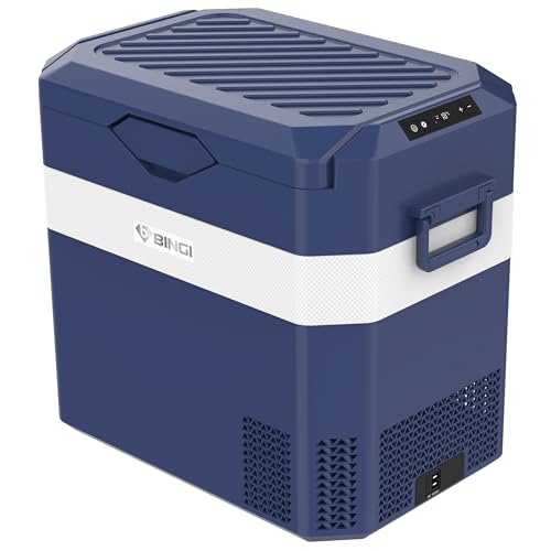 BINGI Kompressor Kühlbox 38L Tragbarer Auto-Kühlschrank 12/24V DC und 230V AC Mini Gefrierschrank für Auto, LKW, Camping, Wohnmobil und Zuhause (15℃ bis -18℃) von B BINGI