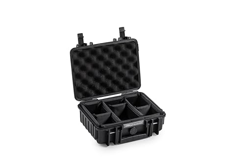 B&W Transportkoffer Outdoor - Typ 1000 - Schwarz mit variabler Facheinteilung - Wasserdicht nach IP67 Zertifizierung, Staubdicht, Bruchsicher und Unverwüstlich von B&W International