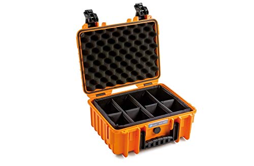 B&W Transportkoffer Outdoor - Typ 3000 Orange - mit variabler Facheinteilung - wasserdicht nach IP67 Zertifizierung, staubdicht, bruchsicher und unverwüstlich von B&W International