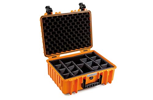 B&W Transportkoffer Outdoor - Typ 5000 Orange - mit variabler Facheinteilung - wasserdicht nach IP67 Zertifizierung, staubdicht, bruchsicher und unverwüstlich von B&W International