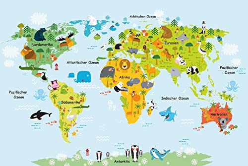 Magnettafel Pinnwand Weltkarte Landkarte Kinder Größe 80 x 60 cm von B-wie-Bilder