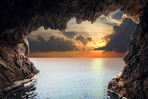Magnettafel Pinnwand XXL Bild Natur Grotte Meer Felsen Größe 100 x 80 cm von B-wie-Bilder