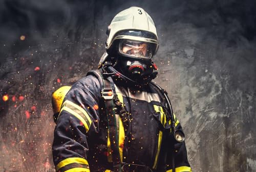 Magnettafel Pinnwand XXL Magnetbild Feuerwehrmann Feuerwehr Größe 80 x 60 cm von B-wie-Bilder