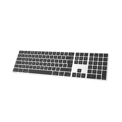B.FRIENDIT Bluetooth Aluminium Wireless Tastatur für Mac, Low-Profile und leise Tasten für Multi-Device Kompatibel mit Apple iMac, Macbook, Mac und iPad, wiederaufladbarer Akku, Silber Schwarz von B.FRIENDIT