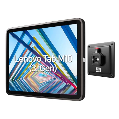 B2Bworkplace Tablet Halterung Wand kompatibel mit Lenovo Tab M10 (3. Gen.) - inkl. Schutzhülle passgenau - vertikal & horizontal - flach - Schnellverschluss - Tablet Wandbefestigung Halter von B2Bworkplace