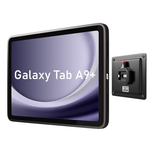 B2Bworkplace Tablet Halterung Wand kompatibel mit Samsung Galaxy Tab A9+ - inkl. Schutzhülle passgenau - vertikal & horizontal - flach - Schnellverschluss - Tablet Wandbefestigung Halter von B2Bworkplace