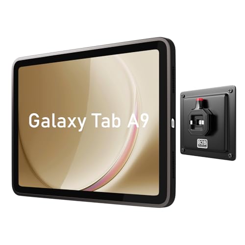 B2Bworkplace Tablet Halterung Wand kompatibel mit Samsung Galaxy Tab A9 - inkl. Schutzhülle passgenau - vertikal & horizontal - flach - Schnellverschluss - Tablet Wandbefestigung Halter von B2Bworkplace
