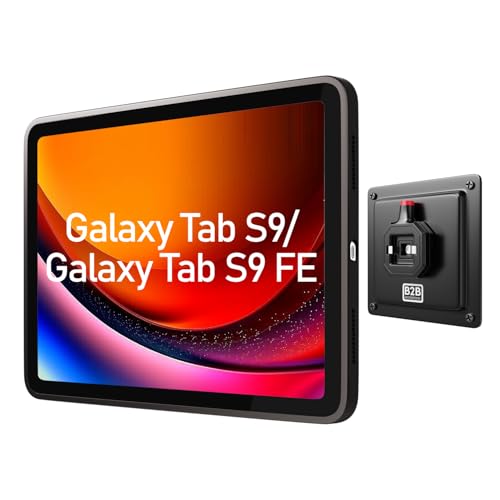 B2Bworkplace Tablet Halterung Wand kompatibel mit Samsung Galaxy Tab S9 / S9 FE - inkl. Schutzhülle passgenau - vertikal & horizontal - flach - Schnellverschluss - Tablet Wandbefestigung Halter von B2Bworkplace