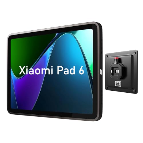 B2Bworkplace Tablet Halterung Wand kompatibel mit Xiaomi Pad 6 - inkl. Schutzhülle passgenau - vertikal & horizontal - flach - Schnellverschluss - Tablet Wandbefestigung Halter von B2Bworkplace
