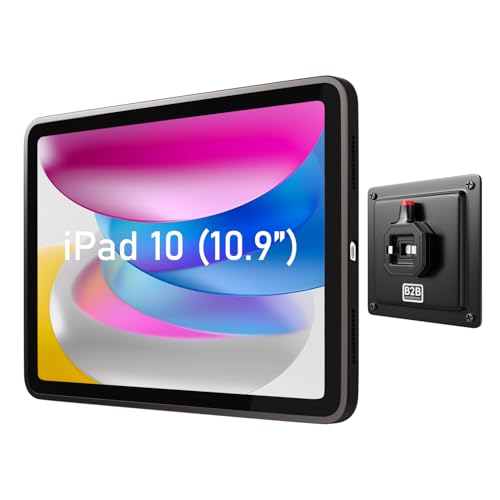 B2Bworkplace Tablet Halterung Wand kompatibel mit iPad 10,9" (10. Generation) - inkl. Schutzhülle passgenau - vertikal & horizontal - flach - Schnellverschluss - Tablet Wandbefestigung Halter von B2Bworkplace