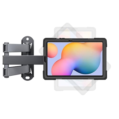 B2Bworkplace Wandhalterung kompatibel mit Samsung Galaxy Tab S6 Lite - Tablet Halterung mit Abnehmbarer Schutzhülle - mit Schwenkarm und drehbar von B2Bworkplace