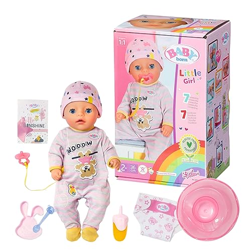 BABY born Little Girl 36 cm, Puppe mit 7 Funktionen für Kinder ab 2 Jahren, funktioniert ohne Batterie, 831960 Zapf Creation von BABY Born