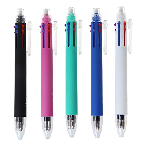 BABYVIVA Kugelschreiber, 0,7 mm, 5 Farben in einem, einziehbarer Kugelschreiber, Druckbleistift, glattes Schreiben von BABYVIVA