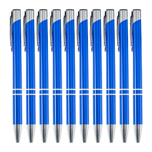 BABYVIVA Kugelschreiber, 10 x Kugelschreiber, 1,0 mm, einziehbarer Kugelschreiber, Metall, Bürostift, glattes Schreiben, Schreibwaren, Schule, Bürobedarf von BABYVIVA