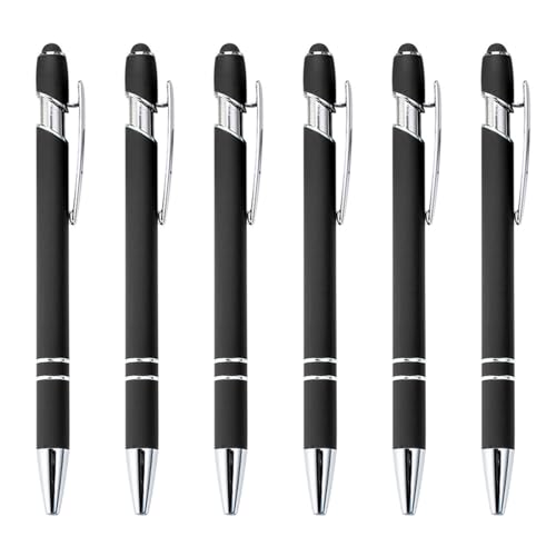 BABYVIVA Kugelschreiber, 6 Stück, 2-in-1 Stylus-Kugelschreiber, einziehbarer Kugelschreiber mit Stylus-Spitze, schwarze Tinte und reibungsloses Schreiben für Damen und Herren von BABYVIVA