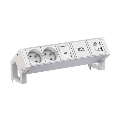 BACHMANN DESK2 ALU White 2xUTE 1xUSB A/C 22W 1xSchalter 0,2m von BACHMANN