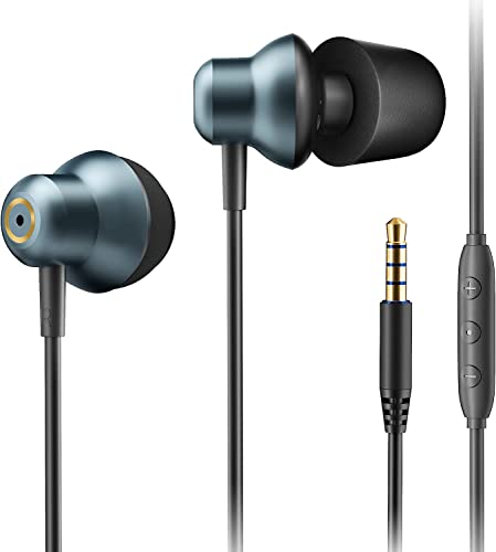 In Ear Kopfhörer Kabel mit [Vier Lautsprechern], kabelgebundene HiFi-Stereo-Ohrhörer mit Mikrofon, geräuschisolierende Kopfhörer mit 3,5-mm-Buchse für die meisten Smartphones, Tablets, PCs(Blau) von BACKWIN
