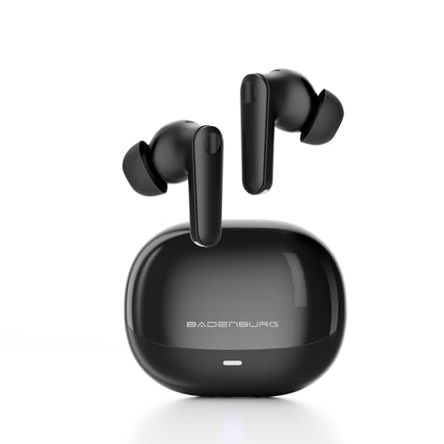BADENBURG Airbeat 1 Aktive Geräuschunterdrückung True Wireless Ohrhörer, Verbesserter Bass Bluetooth 5.3 In-Ear-Kopfhörer,48 Stunden Wiedergabezeit, ENC für kristallklare Anrufe (Schwarz) von BADENBURG