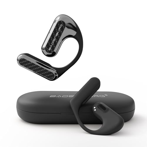 BADENBURG EarStereo 1 Open Ear Kabellose Kopfhörer, Bluetooth Earbuds, 60h Spielzeit, 15.4mm Bio-Fiber Treibern mit SoundPlus Algorithmus, ENC Rauschunterdrückung, Büro/Fitness/Freizeit(Shwarz) von BADENBURG