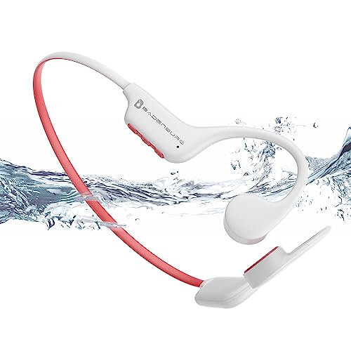 BADENBURG S3 Knochenschall Kopfhörer, Schwimmen Kopfhörer IP68 Wasserdicht,Bluetooth 5.3,Open Ear Sport Kopfhörer mit 32GB Speicher MP3,Perfekt zum Schwimmen,Laufen,Radfahren(Weiß) von BADENBURG
