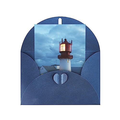 Glückwunschkarte mit Umschlägen, bedruckt, Motiv: Leuchtturm bei Nacht, 10,2 x 15,2 cm, Blau von BAFAFA