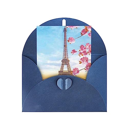 Paris Eiffelturm mit Blumen bedruckte Grußkarte Glückwunschkarte Geburtstagskarte mit Umschlägen – 10,2 x 15,2 cm, Blau von BAFAFA